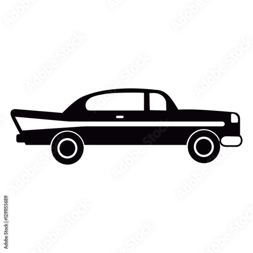 Classic Car Silhouette: A sleek, black silhouette of a classic car, evoking a sense of vintage charm and automotive elegance.