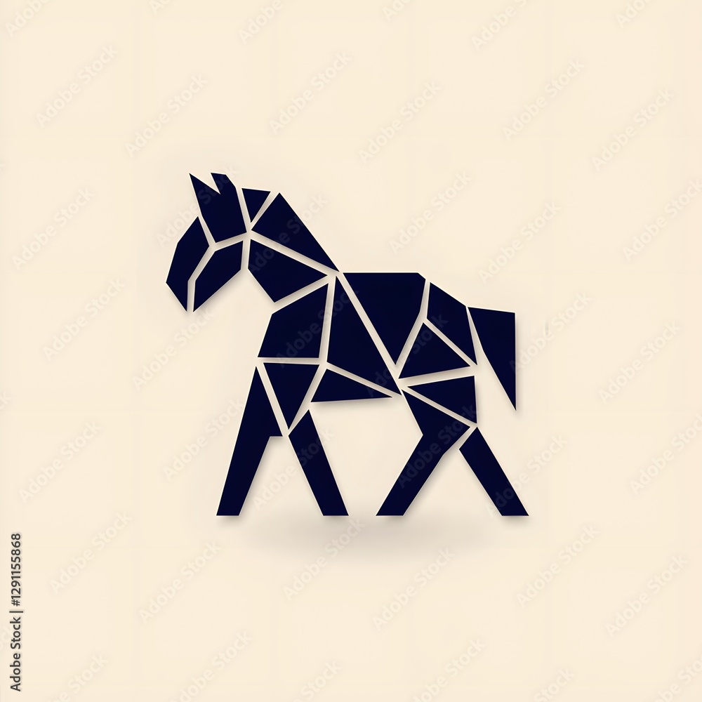 Minimalist geometric abstract representation of a horse silhouette created using only black lines and negative space perfect for contemporary and modern design applications