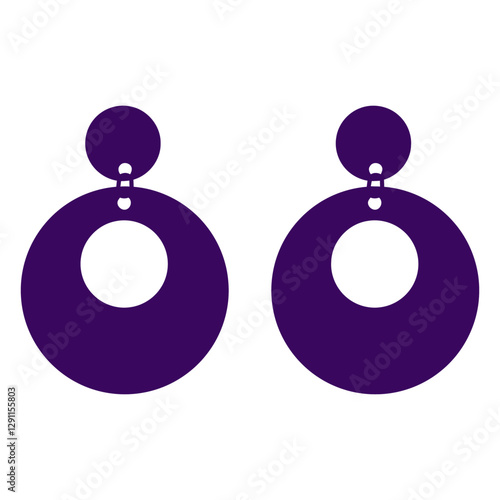 Purple Circular Earrings: A pair of elegant earrings in a striking purple hue, each featuring a minimalist design with a circular shape. They create an atmosphere of understated elegance.
