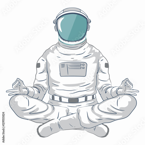 Astronaut in Meditation: An astronaut in a pristine spacesuit sits serenely in the lotus position, eyes closed, amidst the vast expanse of space.