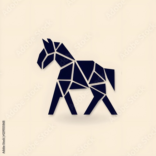Obraz na płótnie Minimalist geometric abstract representation of a horse silhouette created using only black lines and negative space perfect for contemporary and modern design applications w salonie
