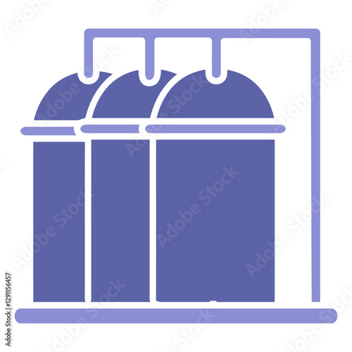 Industrial Storage Tanks: A simplified graphic illustration of three cylindrical tanks on a platform with pipes for storage and transfer of materials or liquids in an industrial setting.