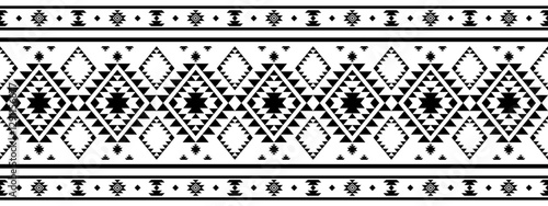 Southwest Aztec geometric Native American Mexican Navajo tribal ethnic boho indian texture ornament seamless pattern fabric black and white design vector for woven textile printing blanket rug carpet 