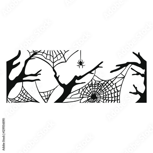 Spooky Spiderweb Silhouette: Creepy and intricate silhouettes of spiderwebs and silhouetted trees, create a hauntingly atmospheric scene that evokes a sense of mystery and the supernatural