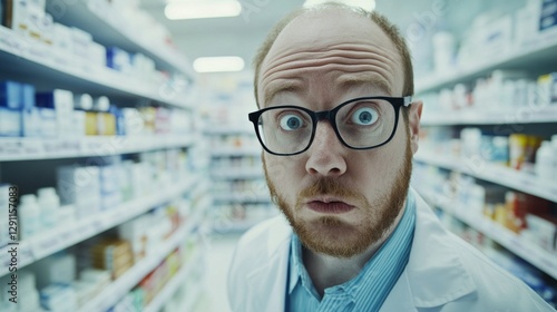 Thief alert in a pharmacy, staff noticing unusual behavior from a customer. Featuring swift response and store security