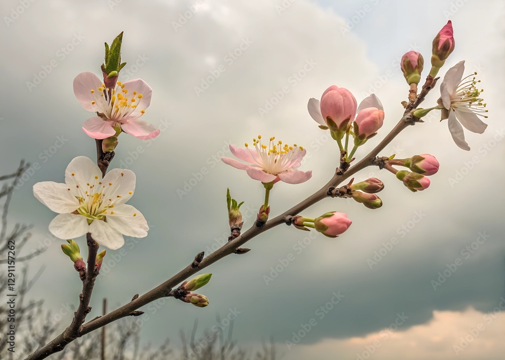 Obraz premium A time-lapse photo of flowers blooming in spring