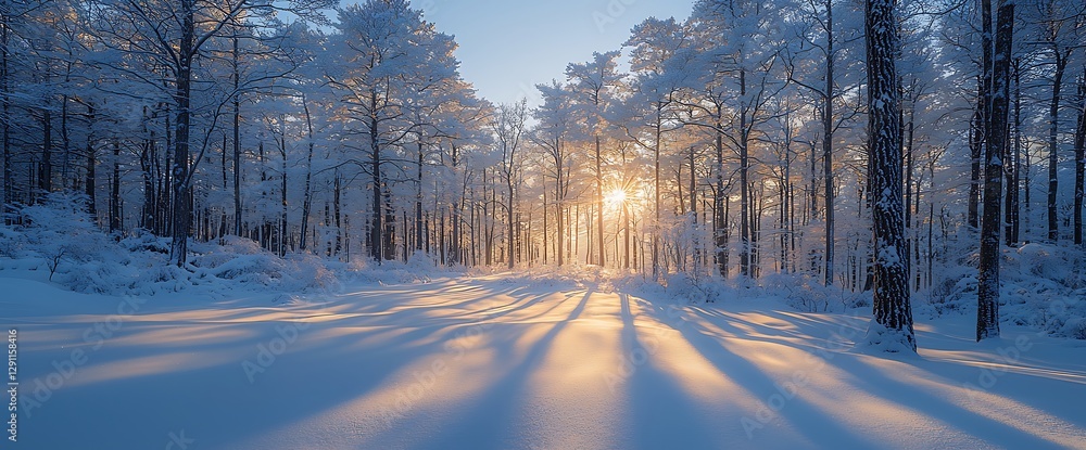 Fototapeta premium Winter Sunrise Forest Path