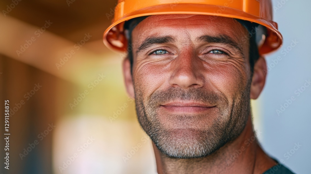 Construction Worker with Hard Hat Smiling Construction Worker with Hard Hat Smiling