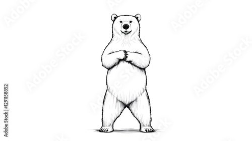 Obraz na płótnie Powerful Grizzly Bear in Bold Black and White Ink Style Depicting the Majestic and Fearsome Presence of this Apex Predator of the Wilderness w salonie