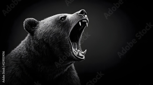 Obraz na płótnie Powerful Grizzly Bear Roaring with Fierce Intensity in a High Contrast Scratchboard w salonie