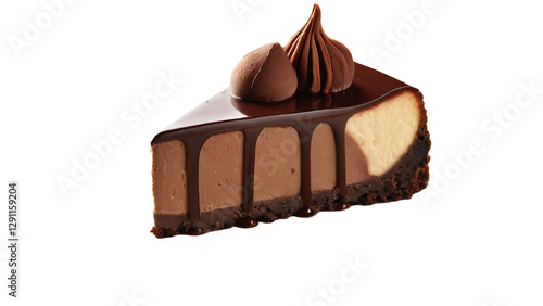 Decadent Chocolate Cheesecake with Ganache and Drizzled Chocolate – A High-Quality PNG Image with a Transparent Background for Versatile Use
