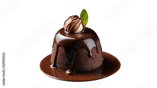 Decadent Chocolate Fondant with Molten Center and Ganache – A High-Quality PNG Image with a Transparent Background for Versatile Use