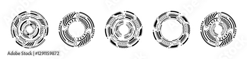 Futuristic Circular Technology Vector Interface Designs Set