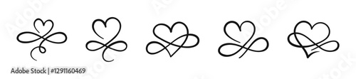 Elegant Heart and Infinity Symbol Designs Vector Set