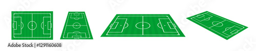 Illustration of Soccer Fields in Various Angles Vector Set