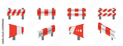 Traffic Barrier Vector Elements in Various Designs