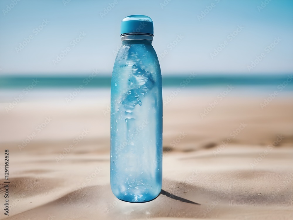 bottle of water on the beach bottle of water on the beach