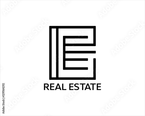 Minimal Real estate company logo icon outline vector illustration