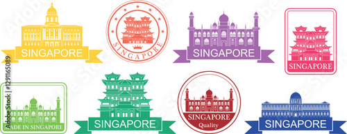 Singapore set. Isolated Singapore on white background