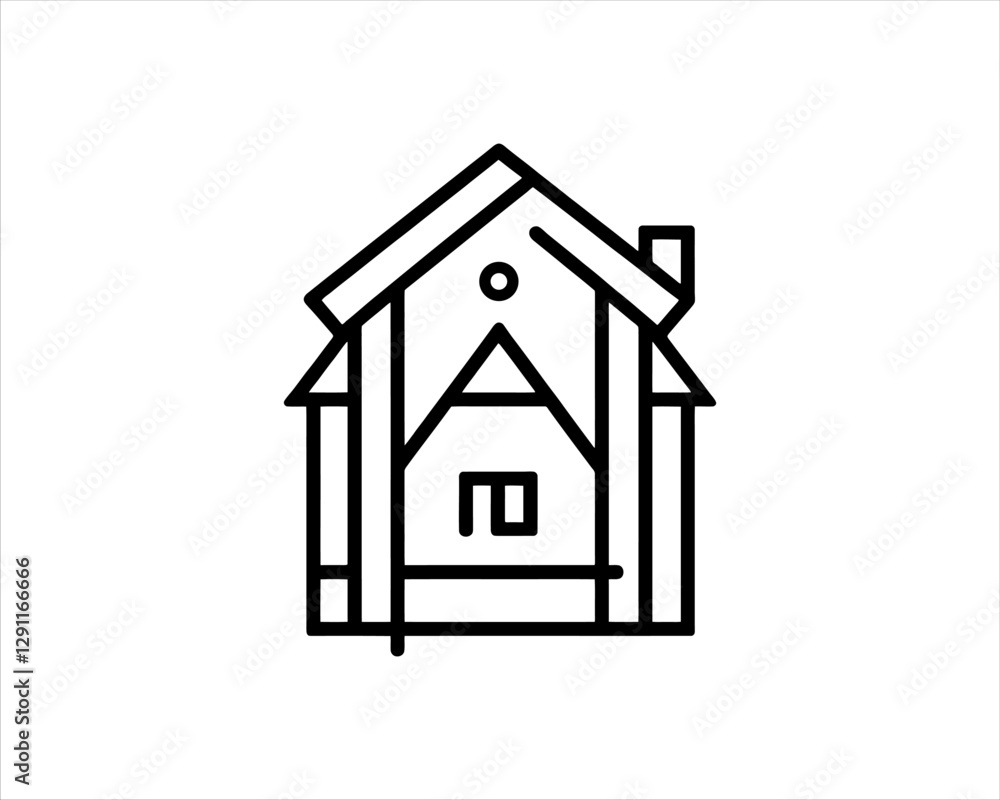 Minimal House or Real estate icon logo design template. Line art Real estate company logo. Simple house property design outline vector illustration Minimal House or Real estate icon logo design template. Line art Real estate company logo. Simple house property design outline vector illustration
