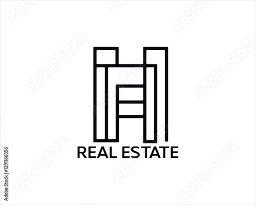 Minimal Real estate company logo icon outline vector illustration