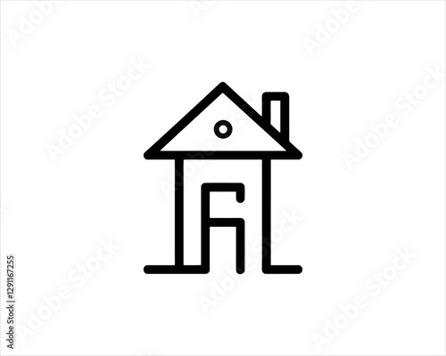 Minimal House or Real estate icon logo design template. Line art Real estate company logo. Simple house property design outline vector illustration