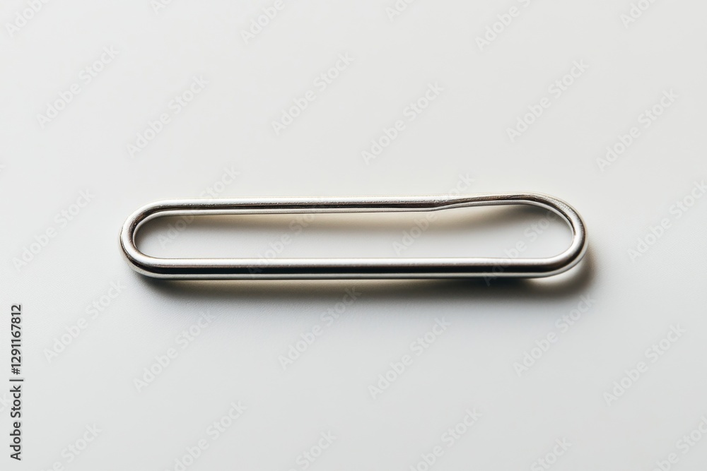 Close-up of silver metal paperclip on clean white background Close-up of silver metal paperclip on clean white background