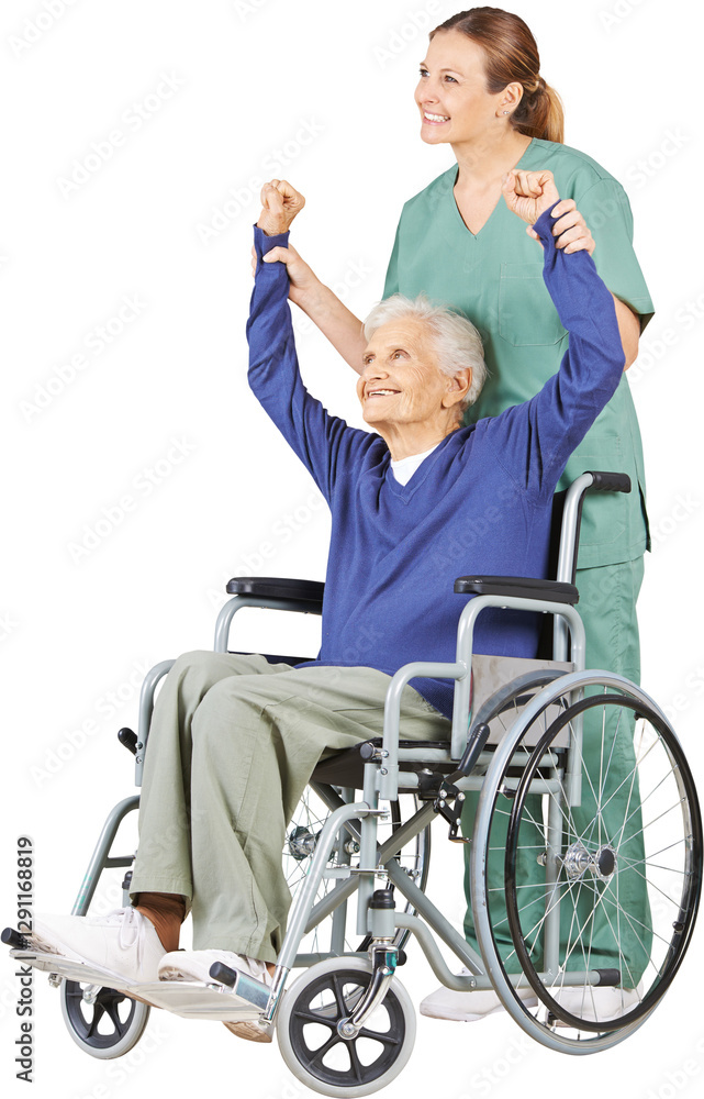 Old woman in wheelchair in physiotherapy Old woman in wheelchair in physiotherapy