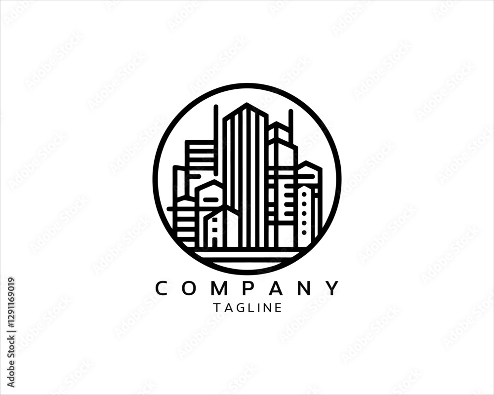 Minimal Real estate company logo icon outline vector illustration Minimal Real estate company logo icon outline vector illustration