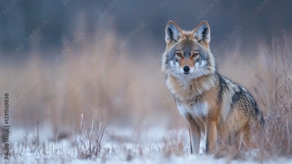 Coyotes in a snowy winter landscape. Possible use Nature photography Coyotes in a snowy winter landscape. Possible use Nature photography