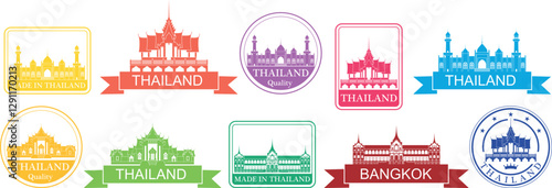 Thailand set. Isolated Thailand on white background