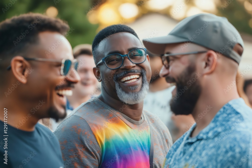 Three cheerful men enjoying a moment of laughter and connection, celebrating diversity and friendship Three cheerful men enjoying a moment of laughter and connection, celebrating diversity and friendship