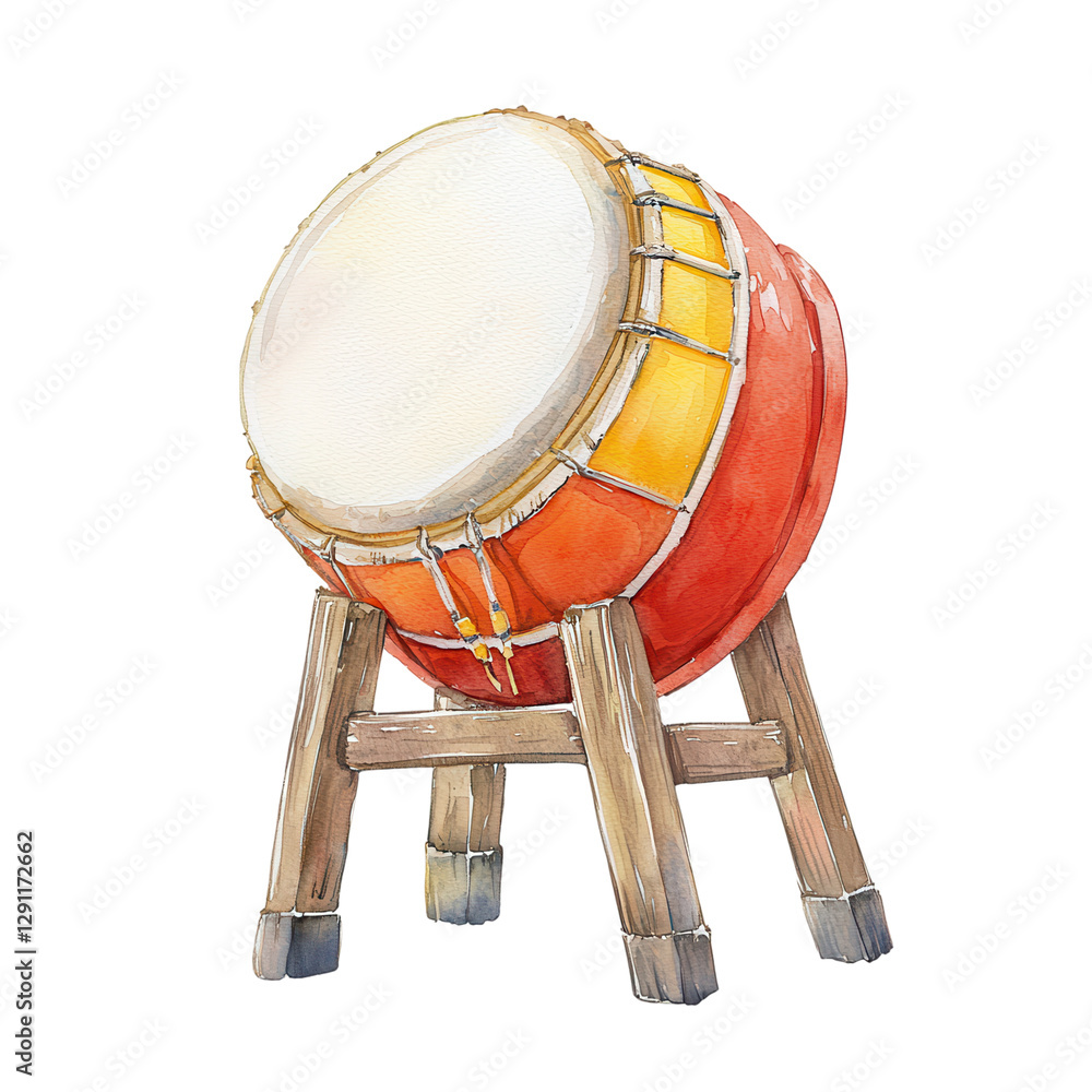 Festive Chinese drum illustration, perfect for celebrations and events Festive Chinese drum illustration, perfect for celebrations and events