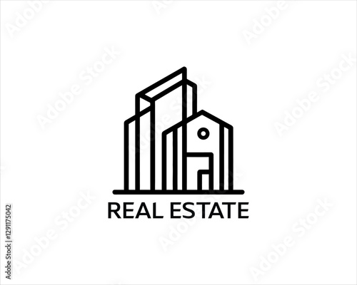 Minimal Real estate company logo icon outline vector illustration