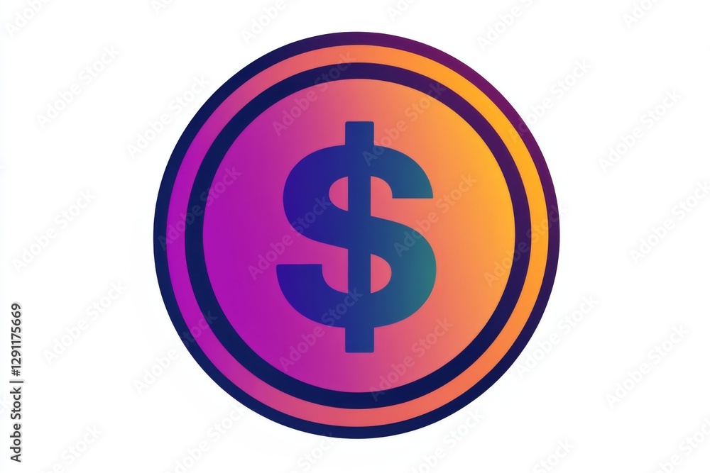 Circular financial badge with deep magenta and blue gradient Circular financial badge with deep magenta and blue gradient