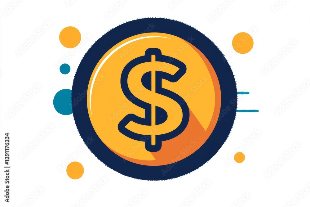 Obraz premium Minimalist golden dollar sign in circular black background