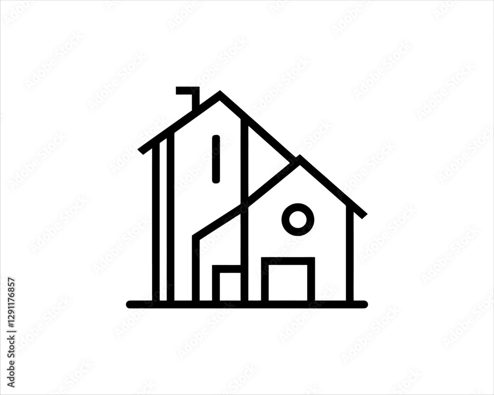 Minimal House or Real estate icon logo design template. Line art Real estate company logo. Simple house property design outline vector illustration Minimal House or Real estate icon logo design template. Line art Real estate company logo. Simple house property design outline vector illustration
