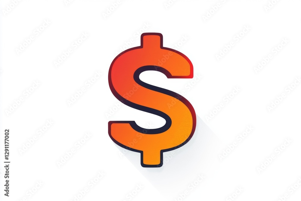 Red and orange gradient dollar sign with minimalistic style Red and orange gradient dollar sign with minimalistic style