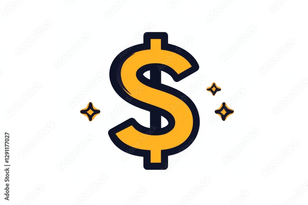 Golden financial dollar sign with decorative sparkling details Golden financial dollar sign with decorative sparkling details