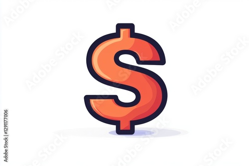 Minimalistic red-orange dollar symbol with smooth shading