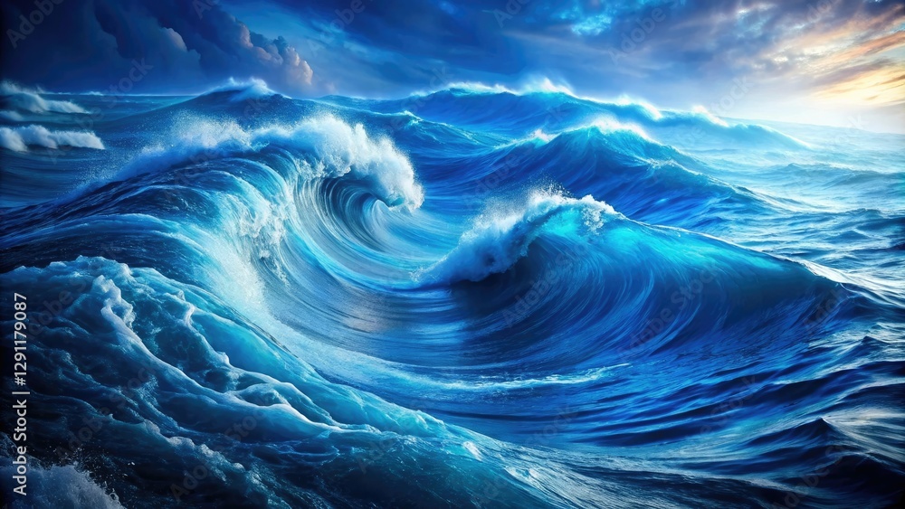 Deep oceanic blue hues with undulating waves of lighter blue and darker blue swirls, artistic, abstract, blue Deep oceanic blue hues with undulating waves of lighter blue and darker blue swirls, artistic, abstract, blue