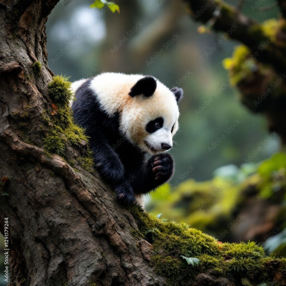 Fototapeta premium Panda eat a bamboo
