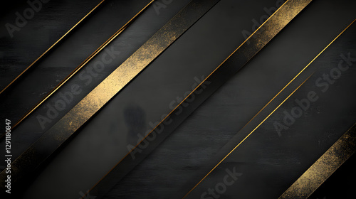 Black background with golden stripes and geometric shapes, a dark gray color scheme
