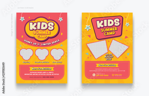 Kids Summer camp template for advertising poster. editable text, Kids Summer Camp Flyer
