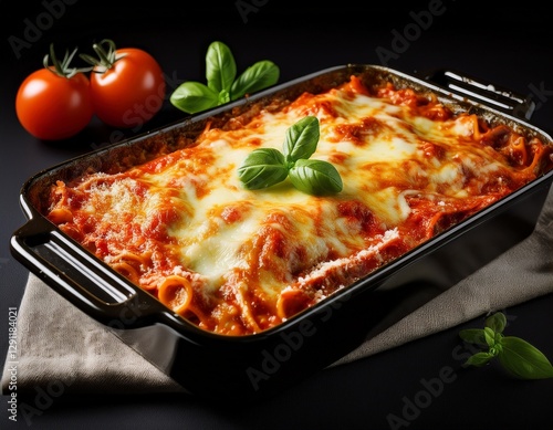 Fotografía de estudio profesional Imagen de lasaña, magnífica lasaña elaborada con auténtica receta italiana, estilo ultrarrealista, realista, 4k photo