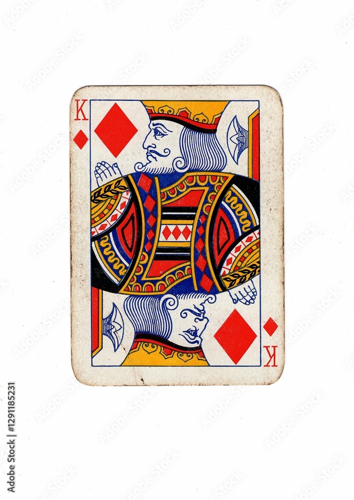 Obraz premium An antique playing card centred on a white background.