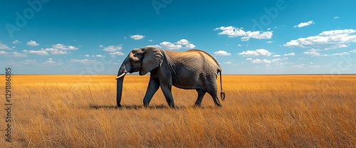 African Elephant in Golden Savanna photo