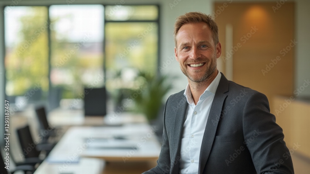 Fototapeta premium Smiling Manager Confidently Leading Session in Board