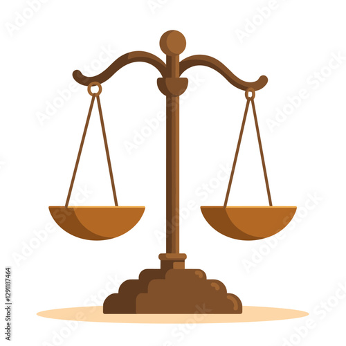 Scales of justice: A balanced symbol in equilibrium representing fairness equality and impartial judgment in a flat vector style