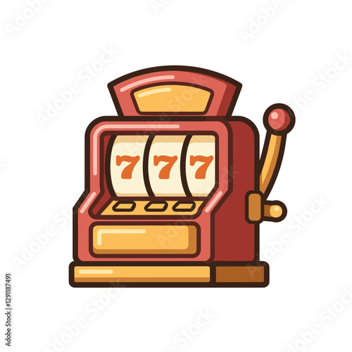 Cartoon slot machine icon with triple sevens perfect for gambling or casino games Isolated graphic element on clean background